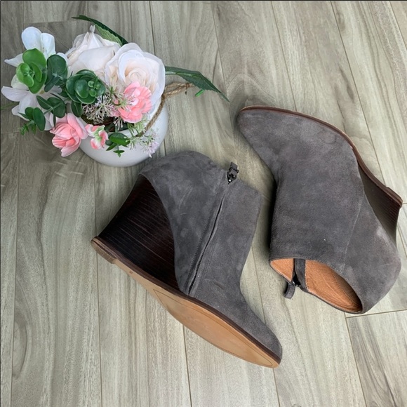 Halogen “Selbi” Grey Suede Wedge Booties - Picture 3 of 6